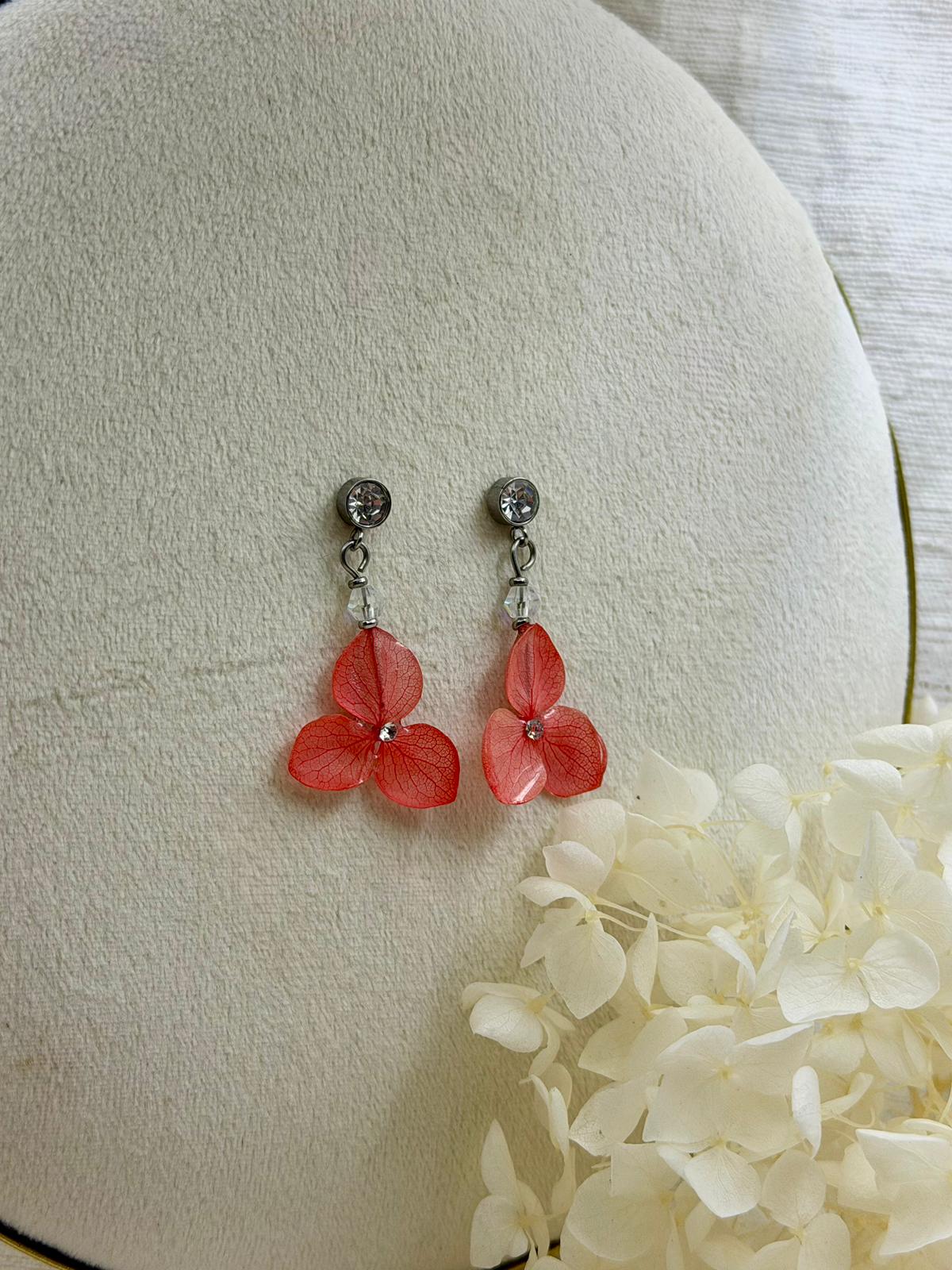 Brinco Orgânico - Hortênsia Vermelha