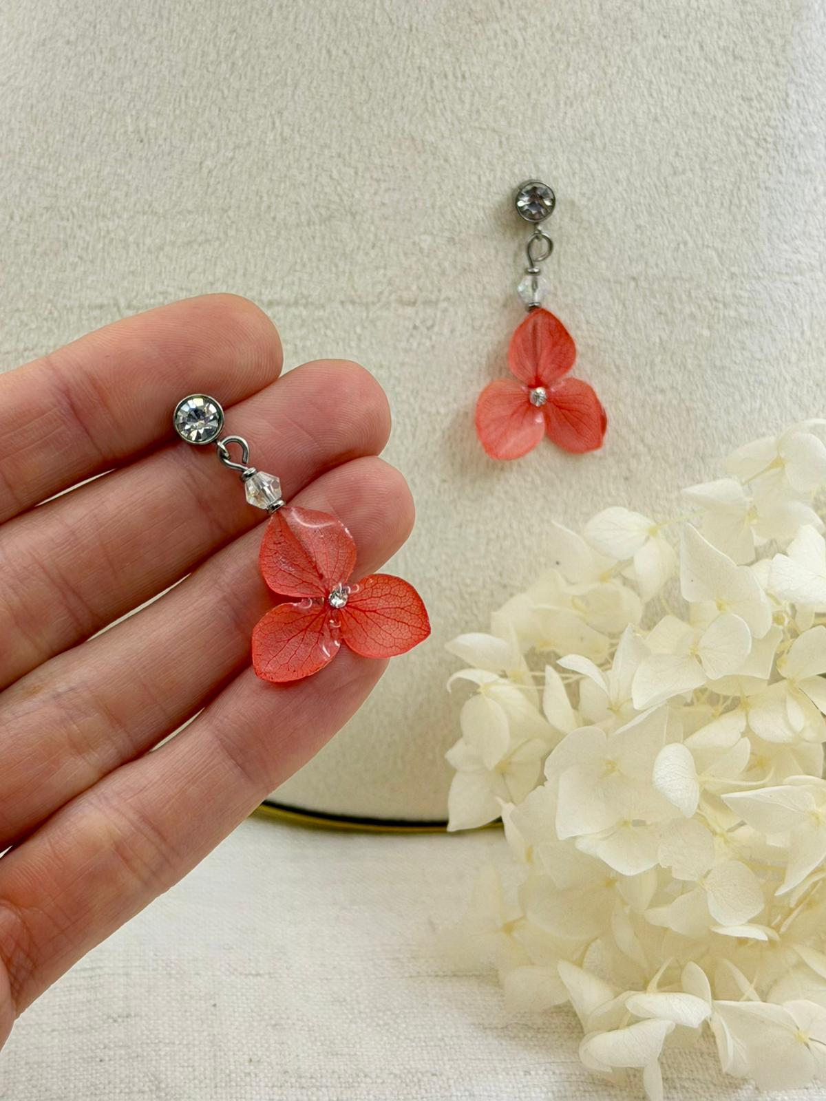 Brinco Orgânico - Hortênsia Vermelha